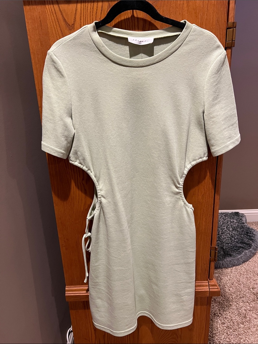 American Threads Mint Green Side-Cut Mini Dress